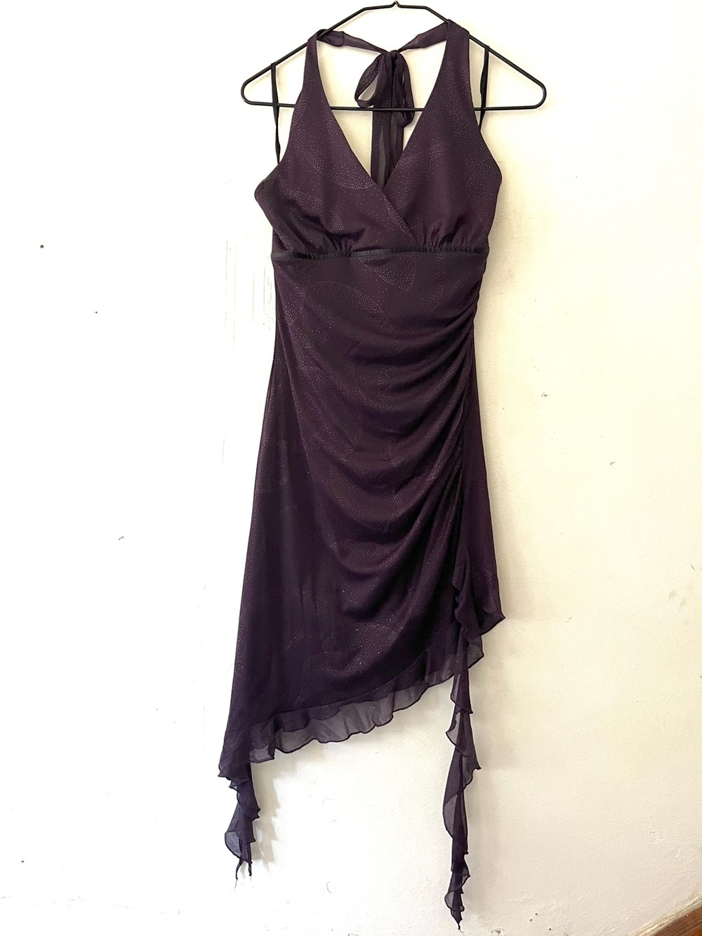 Ruby Rox Asymmetrical Halter Dress in Plum